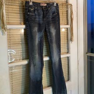 Star Ride Bleach Distressed size 16 Low Rise Boot cut Jeans!!!